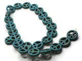 26 15mm Turquoise Beads Peace Symbol Gemstone Beads Dyed Beads Synthetic Turquoise Stone Beads Jewelry Making Beading Supplies