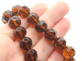 28 12mm Brown Faceted Round Beads Full Strand Glass Beads to String Jewelry Making Beading Supplies