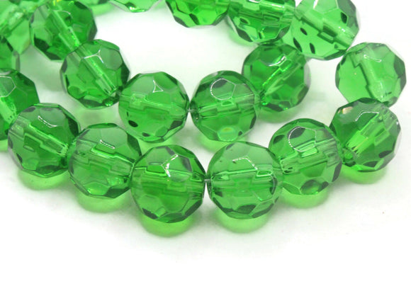 28 12mm Green Faceted Round Beads Full Strand Glass Beads to String Jewelry Making Beading Supplies