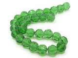 28 12mm Green Faceted Round Beads Full Strand Glass Beads to String Jewelry Making Beading Supplies