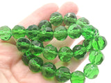 28 12mm Green Faceted Round Beads Full Strand Glass Beads to String Jewelry Making Beading Supplies