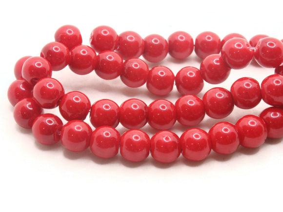55 8mm Red Glass Pearl Beads Faux Pearls Jewelry Making Beading Supplies Round Accent Beads Ball Beads Small Spacer Beads