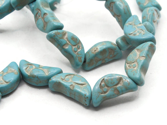 29 17mm Turquoise Blue Moon Gemstone Beads Dyed Beads Synthetic Turquoise Stone Beads Jewelry Making Beading Supplies