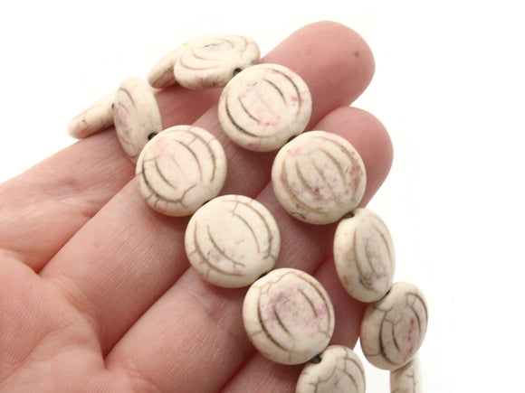 28 15mm White Synthetic Turquoise Coin Beads Gemstone Beads Dyed Beads to String Jewelry Making Beading Supplies Stone Beads