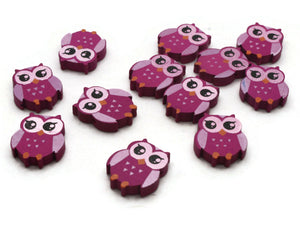 12 22mm Purple Beads Wooden Owl Beads Animal Beads Wood Beads Bird Beads Cute Beads Multicolor Beads Novelty Beads to String