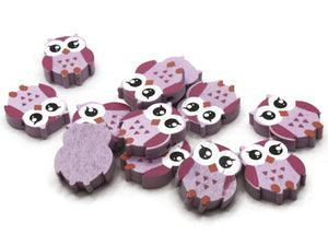 12 22mm Light Purple Beads Wooden Owl Beads Animal Beads Wood Beads Bird Beads Cute Beads Multicolor Beads Novelty Beads to String