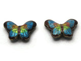 2 23mm Purple and Blue Butterflies Cloisonne Butterfly Beads Handmade Metal and Enamel Beads Jewelry Making Beading Supplies Moth Beads