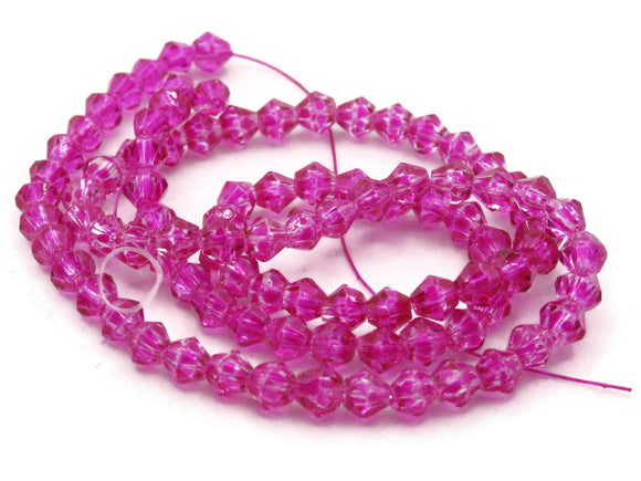 95 4mm Bright Pink Beads Glass Bicone Beads Faceted Beads Spacer Beads Small Beads Jewelry Making Beading Supplies Bead Strand