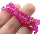 95 4mm Bright Pink Beads Glass Bicone Beads Faceted Beads Spacer Beads Small Beads Jewelry Making Beading Supplies Bead Strand