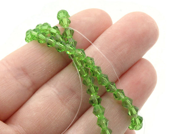95 4mm Light Green Beads Glass Bicone Beads Faceted Beads Spacer Beads Small Beads Jewelry Making Beading Supplies Bead Strand