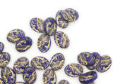 30 18mm Blue and Gold Cameo Beads Plastic Flat Oval Beads Jewelry Making Beading Supplies Loose Beads Lightweight Acrylic Beads Smileyboy