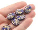 30 18mm Blue and Gold Cameo Beads Plastic Flat Oval Beads Jewelry Making Beading Supplies Loose Beads Lightweight Acrylic Beads Smileyboy