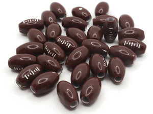 30 15mm Brown American Football Beads Rugby Ball Oval Beads Jewelry Making Beading Supplies Loose Beads to String