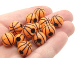 30 11mm Orange Basketball Beads Round Plastic Sports Beads Jewelry Making Beading Supplies Loose Beads to String