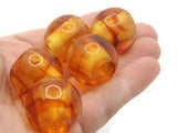 6 23mm Tortoise Shell Brown Large Hole Round Beads Acrylic Round Beads Plastic Ball Beads Jewelry Making Beading Supplies Chunky Loose Beads