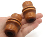 2 51mm Tube Beads Medium Brown Vintage Wood Beads Wooden Beads Large Hole Beads Chunky Beads Bamboo Cut Macrame Beads