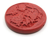Carved Cinnabar Flower and Butterfly Bead Cinnabar Pendant Lacquer Bead Loose Red Floral Bead Jewelry Making Beading Supplies Focal Bead