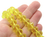 35 11mm x 9mm Yellow Faceted Rondelle Beads Glass Beads Jewelry Making Beading Supplies Loose Beads to String