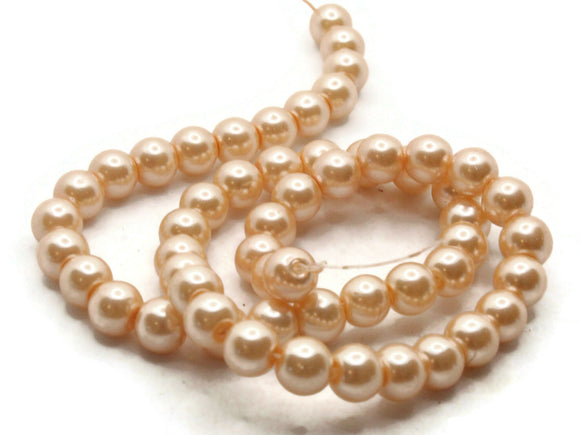 55 8mm Peach Pink Glass Pearl Beads Faux Pearls Jewelry Making Beading Supplies Round Accent Beads Ball Beads Small Spacer Beads