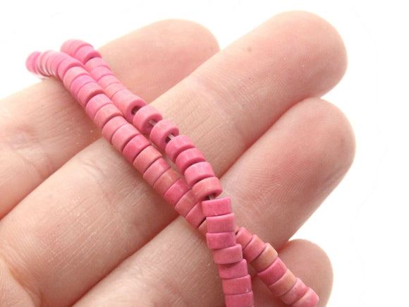 135 4mm Pink Tube Gemstone Beads Dyed Beads Synthetic Turquoise Stone Beads Jewelry Making Beading Supplies