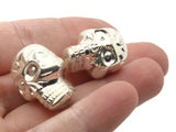 3 23mm Large Hole Skull Beads Vintage Silver Plated Plastic Beads Jewelry Making Beading Supplies Shiny Metal Focal Beads