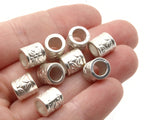 12 9mm Patterned Tube Beads Silver Plated Plastic Beads Vintage Beads Jewelry Making Beading Supplies Uncirculated Loose Bead Smileyboy