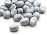 30 11mm Black and White Stone Look Beads Oval Plastic Jewelry Making Beading Supplies Loose Beads to String