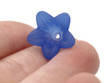 12 17mm Blue Flower Beads Lily Beads Lucite Beads Acrylic Beads Translucent Beads Mixed Shade Blue Beads Floral Beads