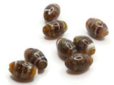 8 19mm Brown Striped Oval Beads Lampwork Glass Beads Jewelry Making and Beading Supplies