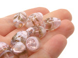 8 19mm Pink Striped Oval Beads Lampwork Glass Beads Jewelry Making and Beading Supplies