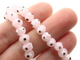 65 6mm Pink Black and White Evil Eye Beads Small Smooth Round Beads Full Strand Glass Beads Jewelry Making Beading Supplies