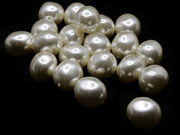 20 14mm Rounded Rectangle Pearl Beads Vintage Cultura Pearls Made in Japan Faux Plastic Pearl Jewelry Making Beads for Stringing