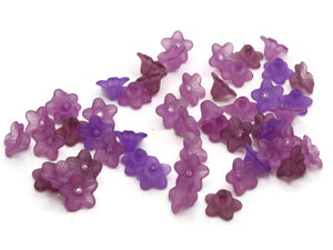50 10mm Small Purple Mix Flower Beads Lily Beads Lucite Beads Acrylic Beads Translucent Beads Mixed Shade Purple Beads Floral Beads