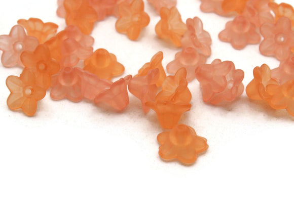 50 10mm Small Orange and Pink Mix Flower Beads Lily Beads Lucite Beads Acrylic Beads Translucent Beads Pink and Orange Beads Floral Beads