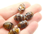 8 19mm Brown Striped Oval Beads Lampwork Glass Beads Jewelry Making and Beading Supplies