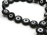 38 10mm Black and White Evil Eye Beads Small Smooth Flat Round Coin Beads Full Strand Glass Beads Jewelry Making Beading Supplies