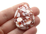 40mm White and Red Teardrop Bead Resin and Shell Focal Bead to String Jewelry Making Beading Supplies