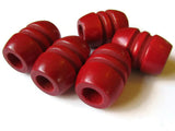28mm Beads Large Hole Beads Red Barrel Beads Wood Beads Fluted Barrel Beads Wooden Beads Large Beads Jewelry Making Beading Supplies