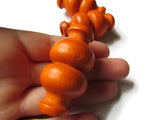 51mm Orange Wood Beads Large Decorative Tube Vintage Beads Wooden Beads Macrame Beads Giant Beads Fancy Tube Beads Jewelry Making Beading
