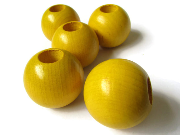 25mm Round Yellow Vintage Wood Beads Wooden Beads Large Hole Macrame Beads New Old Stock Loose Beads25mm Round Yellow Vintage Wood Beads Wooden Large Hole Macrame Beads